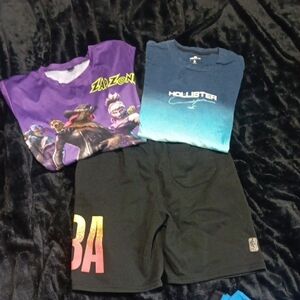 Hollister Blue to Aqua Ombre Logo Short Sleeve Tee